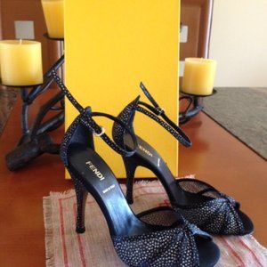 Brand New Fendi Black Blue High Heel Sandal